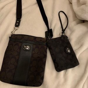 Coach cross body and wrist wallet